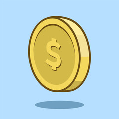 Cartoon Vector illustration Coin. Vector Coin. Gold coin vector illustration
and icon for print and digital design