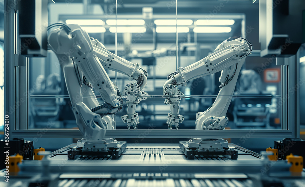 Poster robotic arm using ai to manage post-processing tasks in 3d printing. the image shows the arm polishi