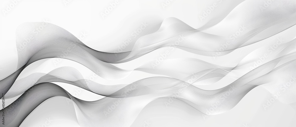 Poster abstract black and white flowing waves background - modern minimalist design with smooth curves and 