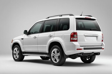 White SUV car isolated on white background with clipping path. Side view.