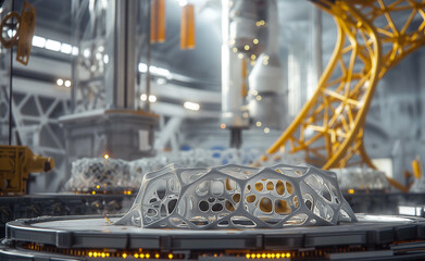 Fototapeta premium 3D printed construction materials, such as concrete structures with intricate designs.