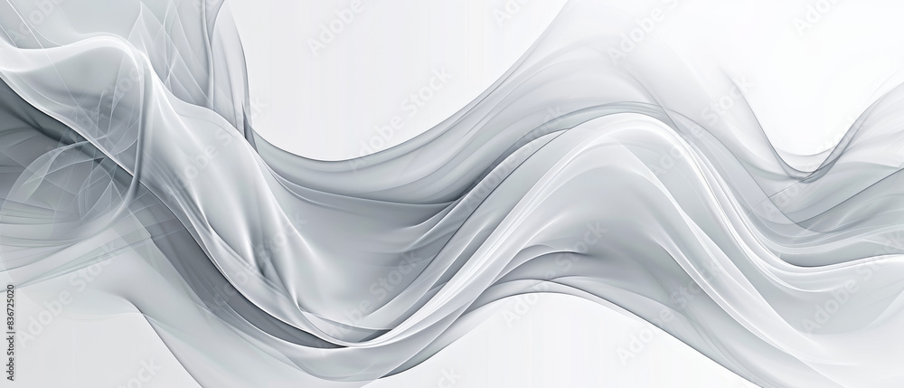 Poster abstract white and gray flowing waves background - elegant and modern design with smooth curves and 