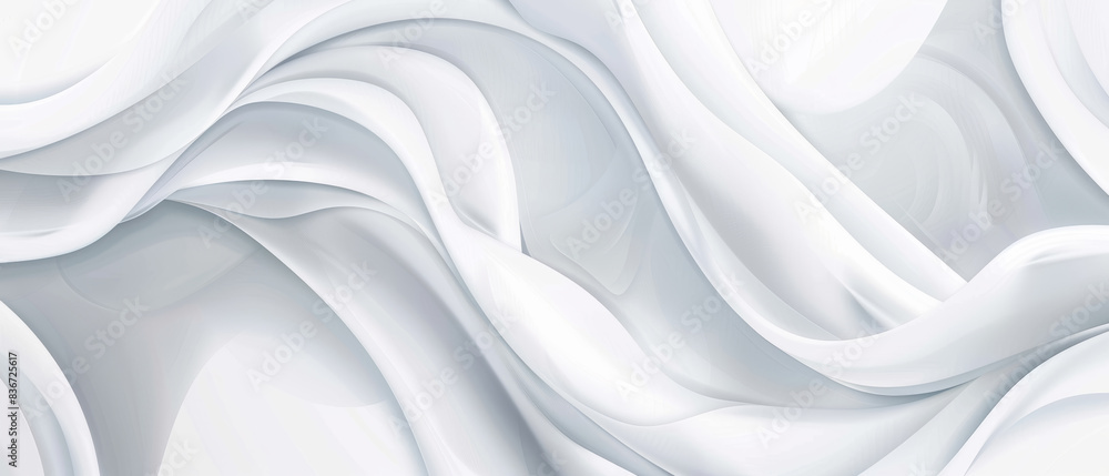 Aufkleber abstract white flowing waves background - elegant and smooth curves in soft light - perfect for mode