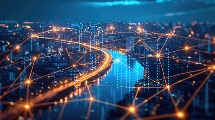 Obraz premium Smart city and communication network concept. 5G network concept