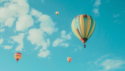 Obraz premium Blue Skies and Bright Colors: A Spectacular Display of Hot Air Balloons