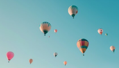 Obraz premium Paint the Skies: A Vibrant Display of Blue Hot Air Balloons