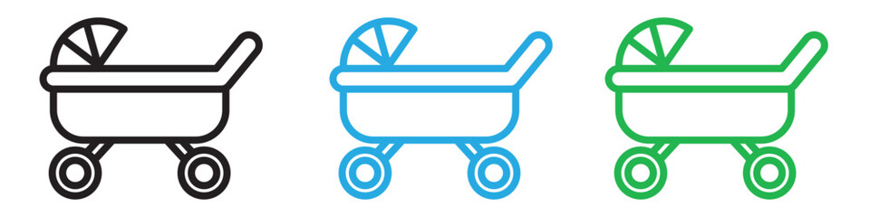 Jogging stroller icon line art vector