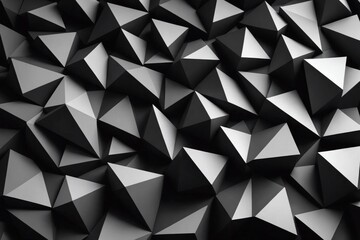 Fototapeta premium Black white dark gray abstract background. Geometric pattern shape. Line triangle polygon angle. Gradient. Shadow. Matte