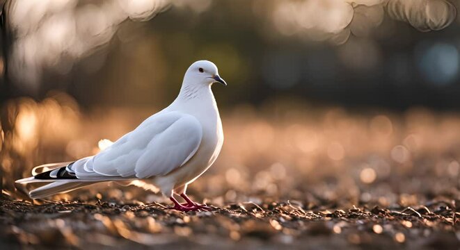 White Dove of peace on the street. - Powered by Adobe