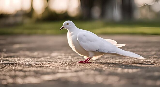 White Dove of peace on the street.