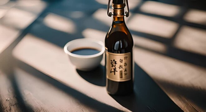 Bottle of Japanese homemade sake.