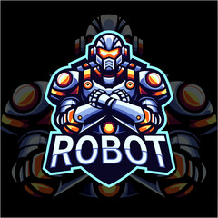 Full color modern robot character esport logo