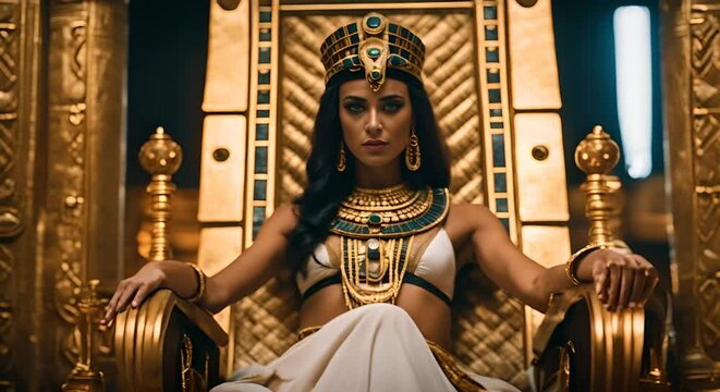 Cleopatra in an Egyptian temple.