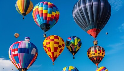 Obraz premium Vibrant Skies: AR 7:4 Colorful Hot Air Balloon Festival