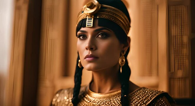 Cleopatra in an Egyptian temple.