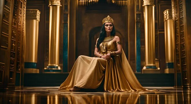 Cleopatra in an Egyptian temple.