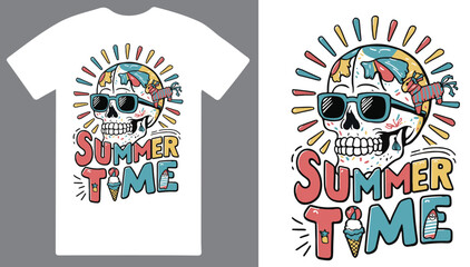 Naklejka premium Summer time a unique T shirt design vector .