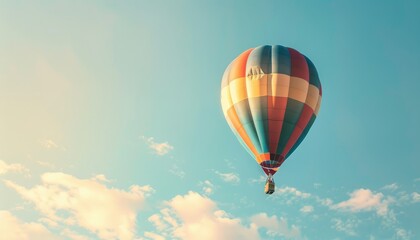 Naklejka premium Up, Up, and Away! Exploring the World in a Colorful Hot Air Balloon