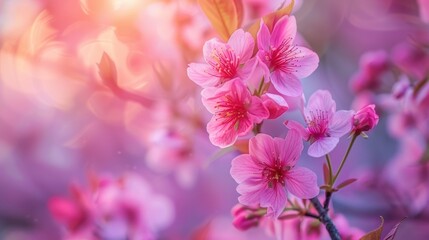 Obraz premium Floral flower spring abstract background of cherry blossom flower in spring season in Japan