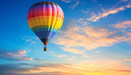 Fototapeta premium Vivid Dreams: The Stunning Colors of a Hot Air Balloon at Sunrise