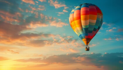 Fototapeta premium Vibrant Morning Skies: The Colorful Hot Air Balloon at Sunrise