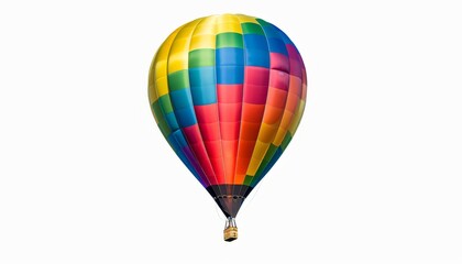 Obraz premium Vibrant Hot Air Balloon Soaring in Solitude on a White Canvas