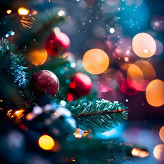 Christmas festive background blurred Christmas background festive Christmas multicolor bokeh...