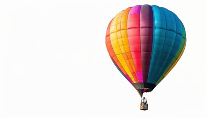 Vibrant Hot Air Balloon Soaring in a Blank Canvas Sky