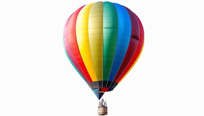 Fototapeta premium Vibrant Hot Air Balloon Soaring in Solitude on White Background - AR 7:4