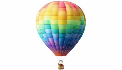 Fototapeta premium Vibrant Hot Air Balloon Soaring against a White Canvas - AR 7:4