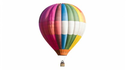 Fototapeta premium Vibrant Hot Air Balloon Soaring in a Clear Sky - Captured on white backdrop!