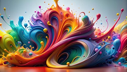 Vibrant colorful paint swirls and splashes on white background , vibrant, colorful, paint, swirls, splashes, bright, liquid, dynamic, curves, background, acrylic, fluid, vortex, creative