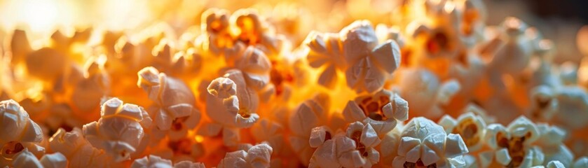 Closeup of popcorn popping in a pan, Culinary, Warm Tones, HighResolution