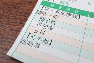 男性の精液の検査結果