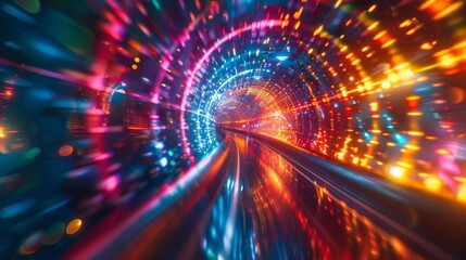 Spinning Ferris wheel with vibrant lights, dynamic motion, Fun, Multicolor, HighResolution