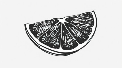 Simple, clear and beautiful arts and crafts artisanal stencil print style illustration of grapefruit isolated on white background. Stencilled graphic design, modern, minimalist, black and white