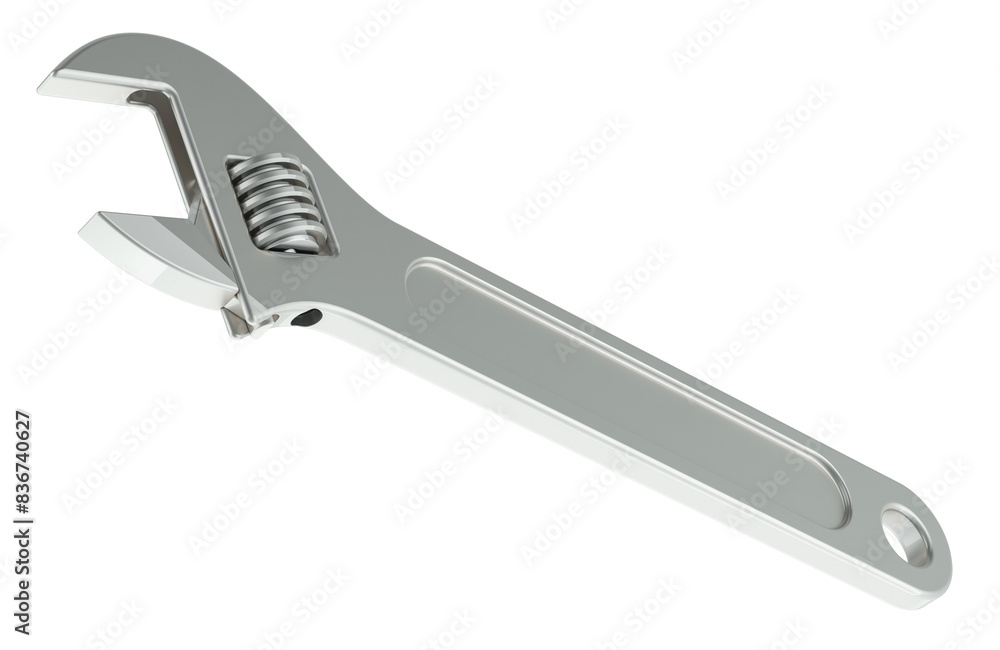 Poster adjustable wrench, closeup. 3d rendering isolated on transparent background