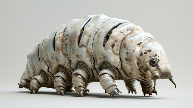 Tardigrade in high detail, white background, Science, Realistic, HighResolution