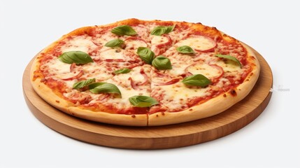 margherita italian pizza isolated on white