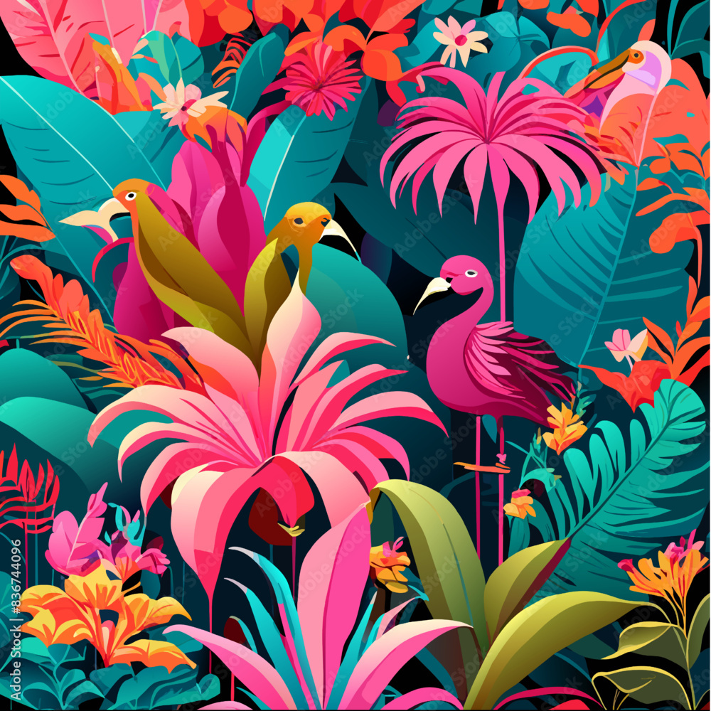 Poster spring floral vector pattern with abstract flower and leaf shapes for nature-inspired design