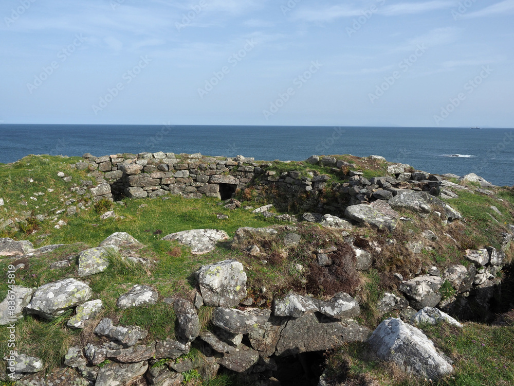 Wall mural Dun Mor Vaul Broch. Isle of Tiree. Scotland. Dun Mor Vaul  is an iron-age broch. The broch was built in about 60AD. This is the best example of a broch on Tiree. 