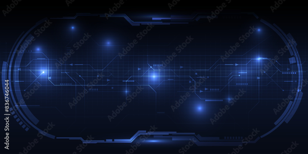 Wall mural vector illustrations of abstract blue bright circuit communication background.futuristic technology 