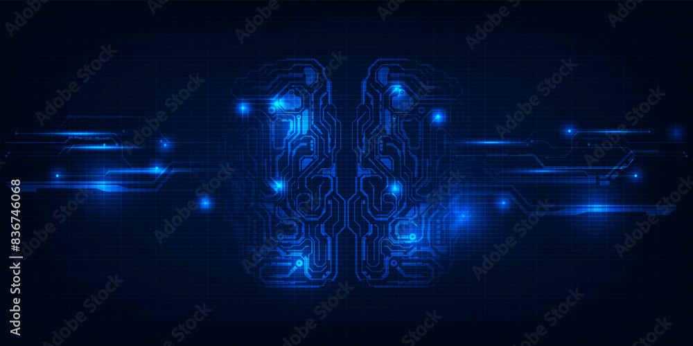 Poster brain circuit ai analysis artificial background.vector illustration.