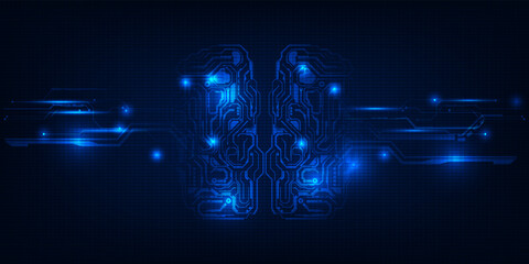Brain circuit ai analysis artificial background.Vector illustration.