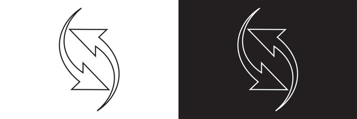 Refresh icon set. Arrow rotation circle. Sync repeat and reload arrow icon. white and black recycling, recycle icon with two arrows.  isolated on white and black background. EPS 10/AI	
