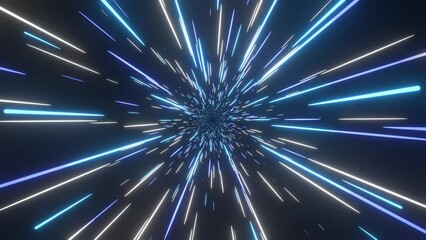 Hyper space jump. Portal with light effects. Neon futuristic tunnel. Abstract visualization of teleportation. Speed concept. - Powered by Adobe