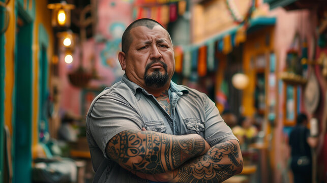 A criminal portrait in a Mexican background