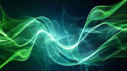 Vector abstract light lines flowing dynamically in blue-green hues.