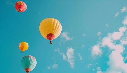 Obraz premium Vibrant Symphony: Hot Air Balloons Dancing in the Blue Sky