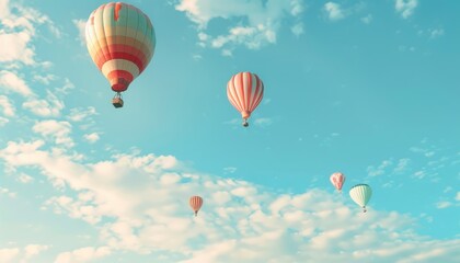 Obraz premium Vibrant Visions: Hot Air Balloons Soaring in the Blue Sky